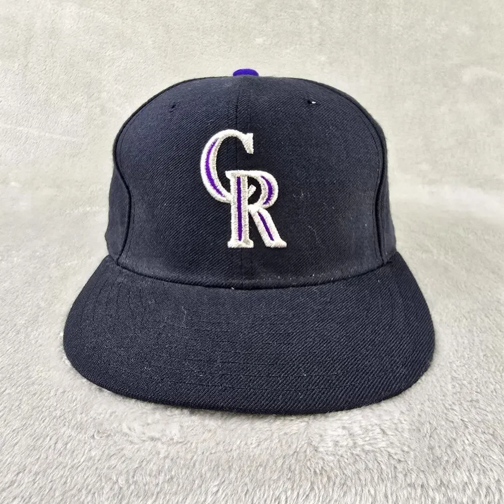 Vintage New Era Colorado Rockies Fitted Hat Sz 7 Wool Diamond Collection USA 90s
